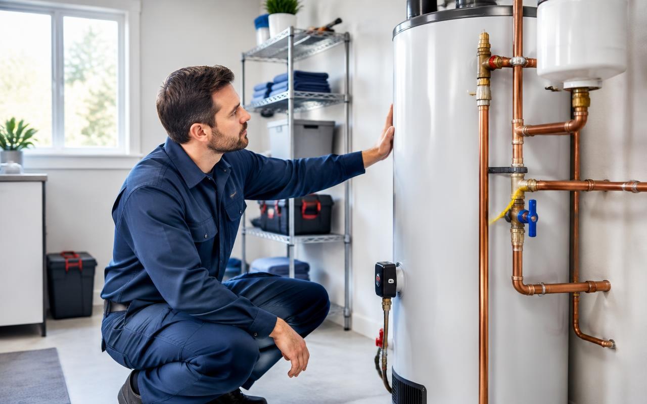 Professional inspection of a residential water heater
